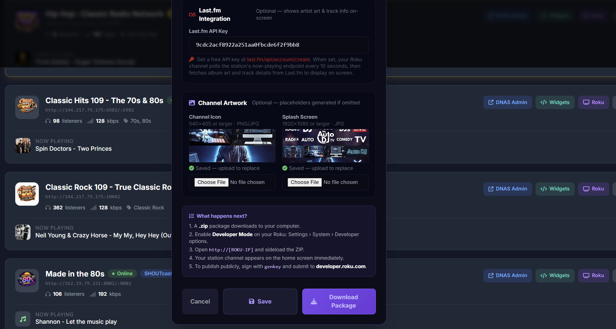 SHOUTcast Widgets Roku App Packager — download and submit your channel package