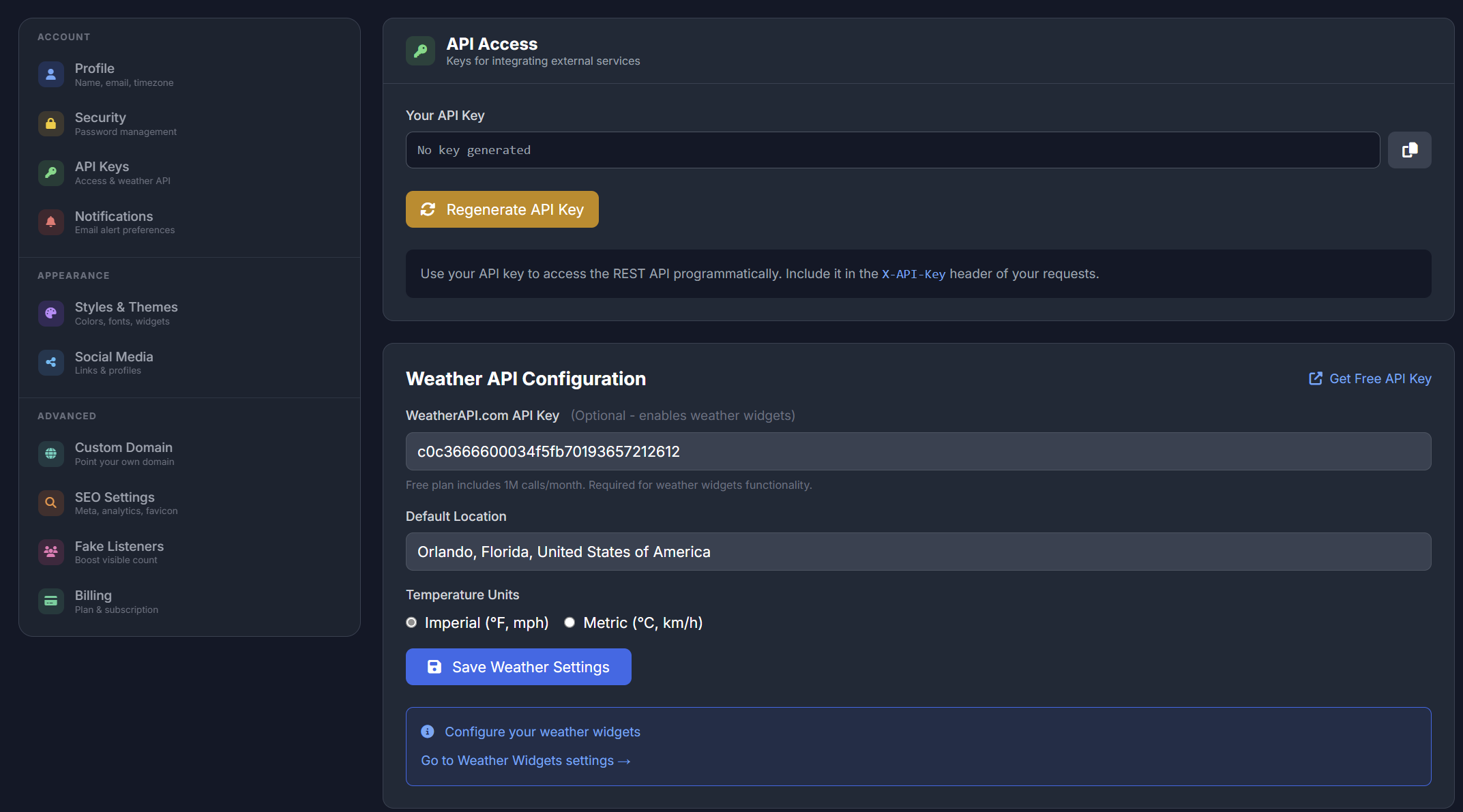 API Keys & Integrations