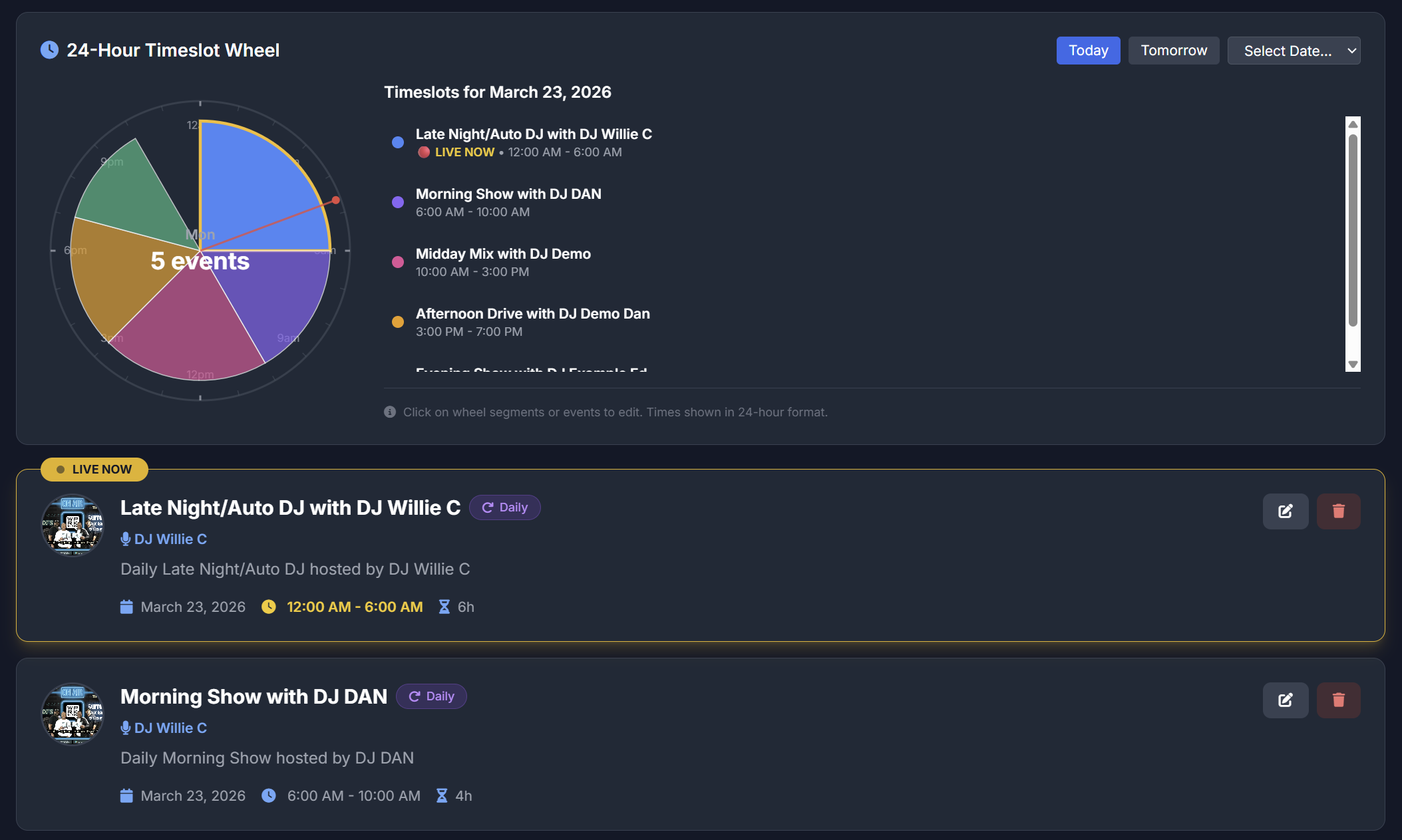 24-Hour Clock Wheel & Schedule