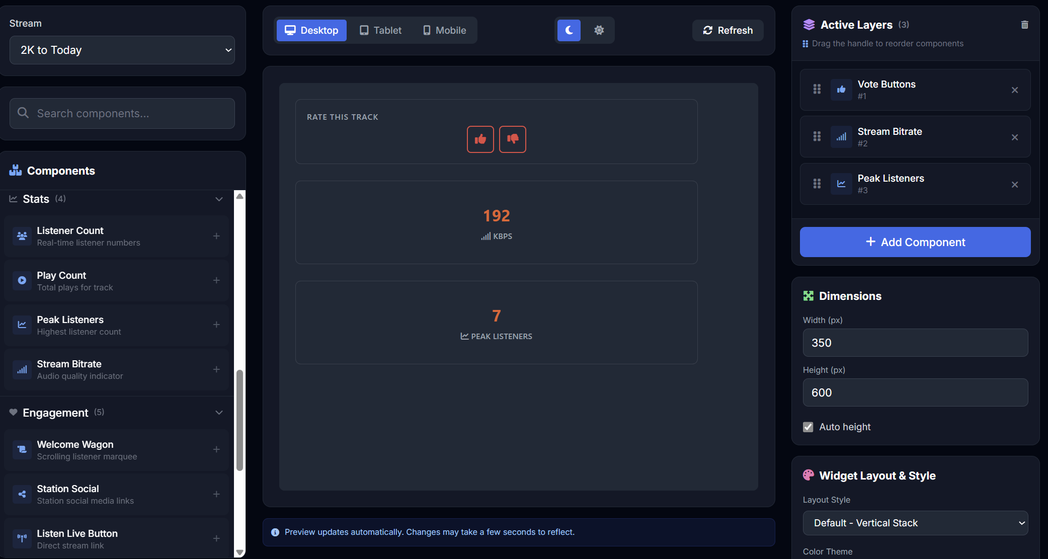 Listeners and Bitrate Stats